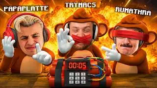 💣😂Blind, Taub & Stumm eine Bombe entschärfen! Papaplatte & Rumathra! - BOMBANANA!