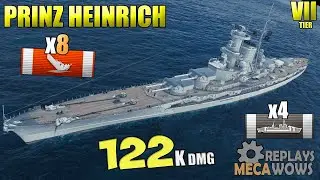 BattleShip Prinz Heinrich 8 Kills 122K Damage | World of Warships