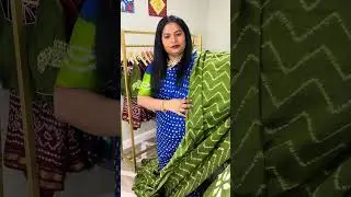 Green shibori Bandhani Saree in modal silk