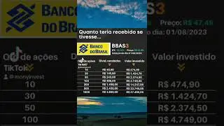 Retorno investindo em BBAS3 #dividendos #investimentos #monyinvest #a&ccedil;&otilde;es #acoes #acoesdabolsa #b3