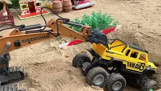Rescue Toy Car Plastic RC | JCB Excavator Rescue Truck 6x6 | Fuel Pump For Toy | Dump Truck And Ship