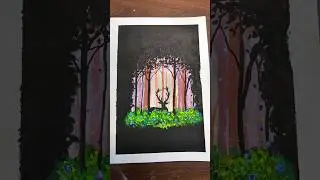 Mystic forest painting #artshows #art #ytshots #gouache #canvaspainting #gouachepainting #painting