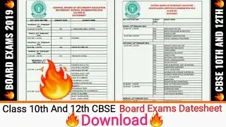 Class 10th And 12th CBSE Board Exams Datesheet 2019 Download | CBSE | Hii Harsh!!!