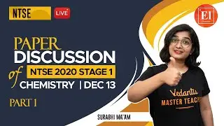 NTSE 2020 EXAM PAPER DISCUSSION - 1 | Chemistry Paper Discussion of NTSE 2020 Stage 1 |  Vedantu