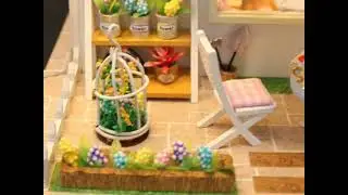 CUTEBEE Dollhouse Miniature with Furniture, DIY Wooden Dollhouse Kit Movement Creative Room Idea