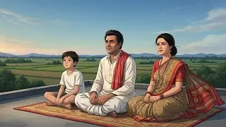Beautiful gehbli style village scene and a story or daily life of cute couple |