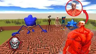 Giant Titan Vs SCP 096 Vs Shin Sonic Vs Huggy Wuggy  Epic Battle in Garry&rsquo;s Mod