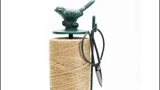 Sungmor Cast Iron Garden Twine Holder Set - 1300ft. Natural Jute Twine String & Rope Rack & Scissors