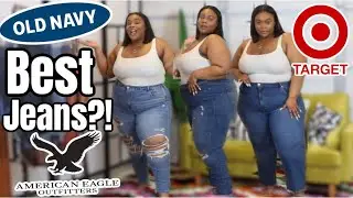 TRYING ON THE SAME SIZE JEANS FROM AMERICAN EAGLE, TARGET, AND OLDNAVY! | BEST JEANS FOR CURVY GIRLS