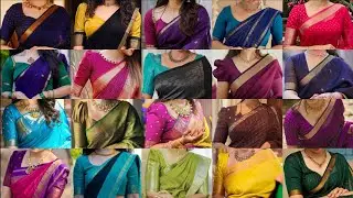 👌💯Trendy Office Wear Cotton Saree Blouse Designs| Cotton Saree Contrast Blouse Front Neck Designs❤️|