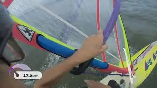 Windsurfing a 1990 Seatrend Angulo Hybrid 9'8 (287cm) with a 2003 7.5m2 Gaastra Matrix