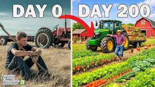 I Survived 200 DAYS on the FLAT MAP with $0 ! Here's What Happened!? Farming Simulator 25