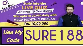 Qureka App - Play Live Trivia Quiz My Code (SURE188) To Win PayTM Money Everyday