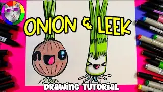 How to Draw a Cute Onion and Leek for KIDS!