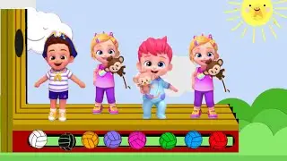Baby Cartoon Characters Dance with color balls with What color do you like Kids Songs  ! Ep1