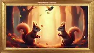 Two Squirrels in a Forest Clearing | Leaf Animation | Frame TV Art | Screensaver 4K | No Sound Video