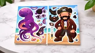 Pirat Captain  Vector and Octopus Stickers Cute Kawaii Happy Purple Asmr#pirates  #capitan