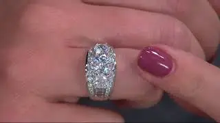 Diamonique Simulated Diamond Round 3-Stone Ring, Platinum Clad on QVC