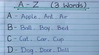 A to Z Alphabet 3 Words | Three Words A to Z || A to Z 3 Words For Kids| 3 3 Words of each Alphabet 
