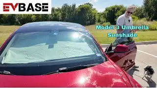 Testing the Model 3 Windshield Umbrella Sunshade from EVBase