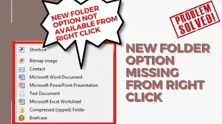 Right click New Folder missing your n Windows 10