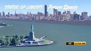 The Majestic View of Statue of Liberty from Space | 4K Aerial Journey | ORBIMOTION #StatueOfLiberty