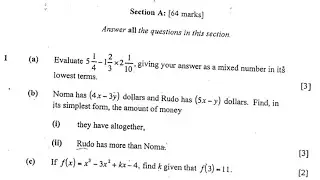 Functions, Algebra and Numbers [ZIMSEC J2006 P1, Qn 1] | Marking Scheme verified | In Shona