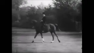 Oskar Maria Stensbeck at age 81 riding 'Gimpel'
