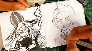 Drawing of Chikutoge Togeice | Ichi the Witch Ink Illustration