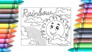 Rainbow coloring pages ||Nature coloring pages ||cute Rainbow coloring pages