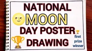 National moon day poster drawing for kids competition | National Moon Day Drawing ideas |