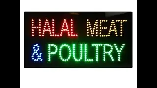 BRAND NEW NEW SHOP FLASHING LED SIGN HALAL MEAT & POULTRY WINDOW SIGN BOARD