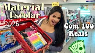 Comprando material escolar  COM 100 REAIS em 2026 💰📚