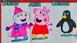 Cute Peppa Pig & Suzy Sheep Winter Drawing 🐷🐑 | Step-by-Step for Kids