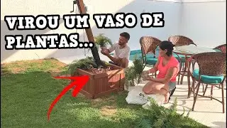 TRANSFORMAMOS A BASE DO OMBRELONE EM UM VASO DE PLANTA (PERMANENTE)