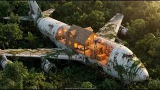 Built a Complete House Inside an Abandoned Plane in the Jungle