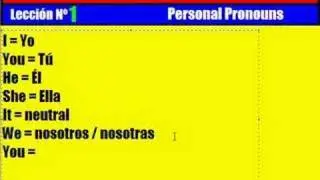 Spanish Lesson # 1. Personal Pronouns