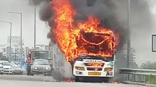 A Private Bus Belongs to Omar Travels Caught Fire at Outer Ring Road. #WatchFullReport