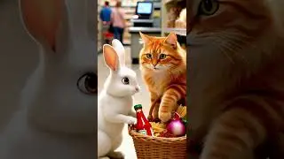 Kucing dan kelinci ke supermarket 🛒🐰 #shorts #ai #cat