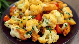Cauliflower with chicken breast in a frying pan. Simple, quick and delicious!