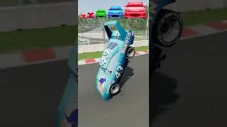 Dinoco King vs. Bikes #shortsvideo #cars #beamngdrive   #usa  #crashtest #carsimulation