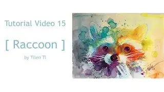 Tutorial video splashed animals watercolour 15 - Raccoon (time-lapse)