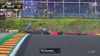 F2 2024 Belgium Practice Villagomez Crashes