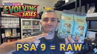 Pokemon Psa 9 = Raw!! (On d&eacute;balle 2 box de professor Juniper qui contient du Evolving Skies!)