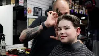 Old Money Haircut for Boy with Low Taper Fade & Scissors Only Sounds | ASMR Barber💈#asmr #haircut