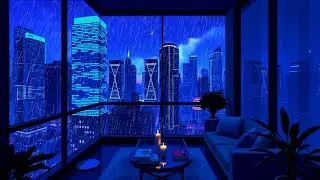 Fall Asleep in a Rainy High-Rise Apartment 🌧️ Night Rain & City Lights for Deep Sleep