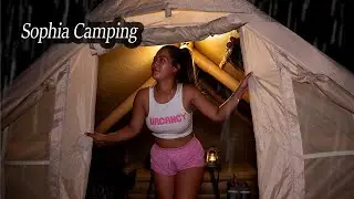 CAMPING in the VALLEY by the COLD STREAM , DRIZZLE , THUNDER , COZY IN AIR TENT