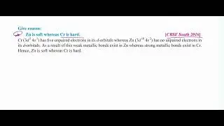 Why Zn is Soft whereas Cr is hard? d and f block element Class 12th Chemistry @MSKBMINSTITUTE