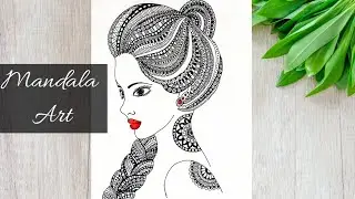 How to Draw MANDALA ART for Beginners | Girl Mandala Art | Mandala Drawing