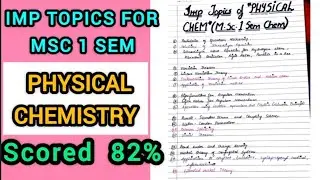 Important Topics of PHYSICAL CHEMISTRY MSc 1 Sem || Scored 82% @ChemistryChampss
